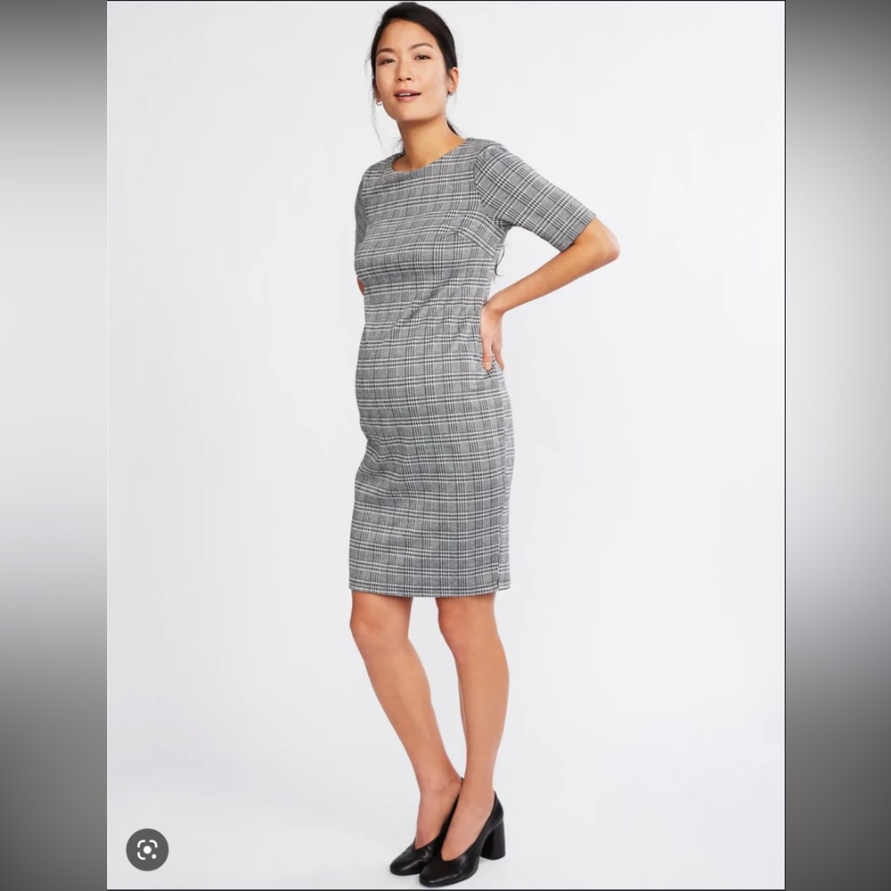 A Pea in the Pod - Maternity + Nursing Sheath Dress - Plaid - sz LARGE